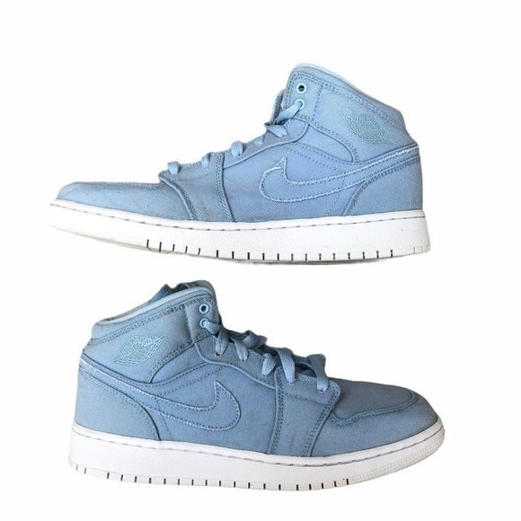 Nike Air Jordan 1 Mid 'Canvas Ice Blue' Size 6.5 - Picture 1 of 10